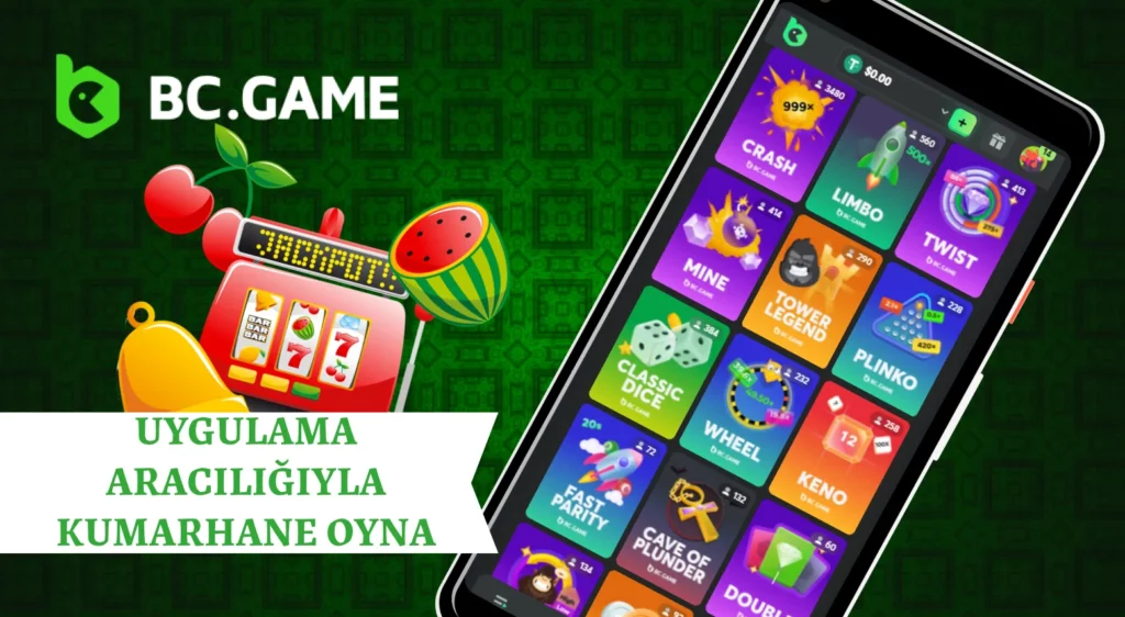 BC Game Türkiye'de uygulama üzerinden casino oyunları