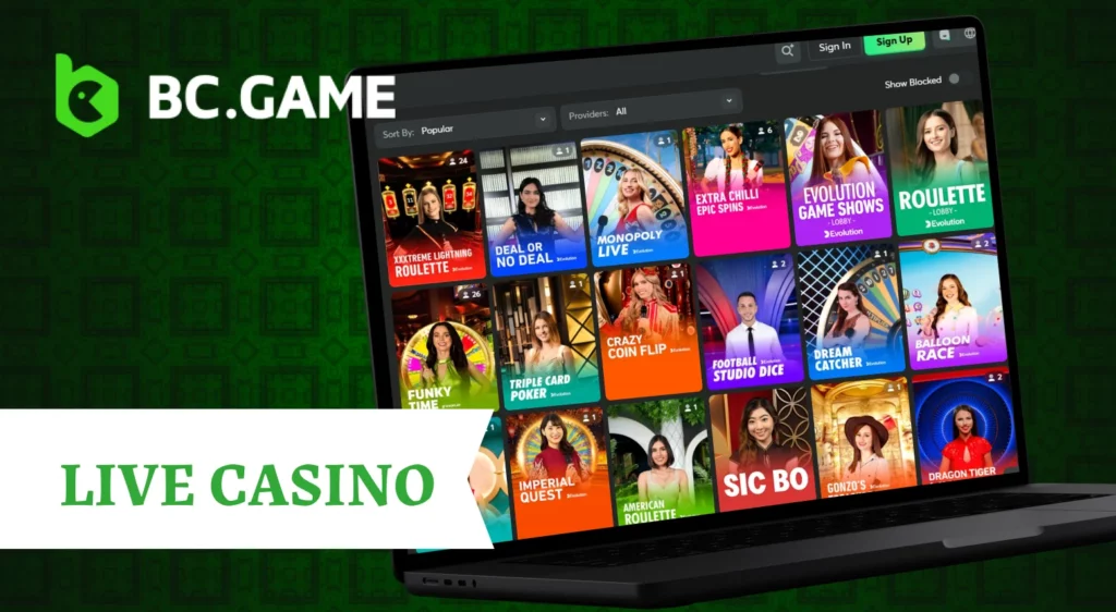 Live casino games at BC Game