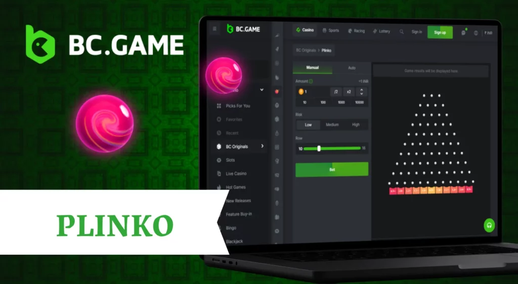 BC Game'de Plinko oyunu